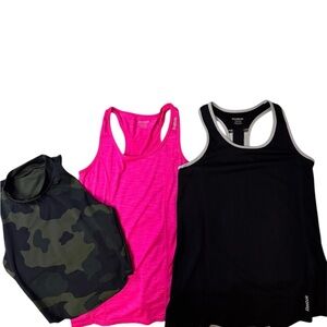 2 Reebok Women's Black and Pink Tank Tops and all in motion sport bra